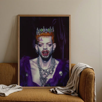 Louis - Club Kid Vampire Art Print / Canvas Framed Portrait Person Orange Hair Ornate Silver Tiara Club Kid Vampire, Surreal Gothic Glory,