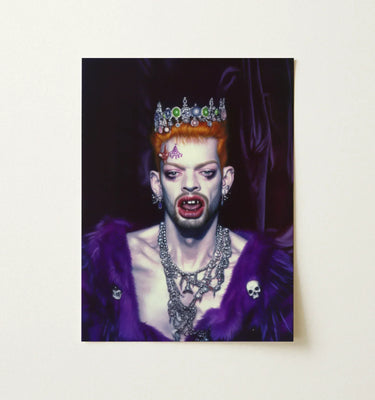 Portrait Painting Figure Orange Hair Ornate Jeweled Crown Club Kid Vampire, Surreal Gothic Glory, Art Print