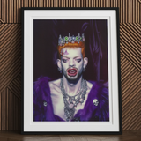 Louis - Club Kid Vampire Art Print, Framed Portrait Person Crown Purple Clothing Dramatic Makeup