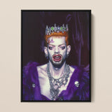 Louis - Club Kid Vampire Framed Canvas, 12x16’’ / 31x41cm / Black Floating Frame, Framed Portrait Flamboyant Crowned Figure