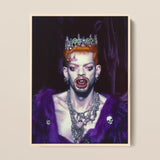 Louis - Club Kid Vampire Framed Canvas, 12x16’’ / 31x41cm / Natural Floating Frame, Portrait Person Drag Makeup Crown Multiple Necklaces