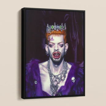 Louis - Club Kid Vampire Framed Canvas, Framed Portrait Person Orange Hair Crown Vampire Fangs