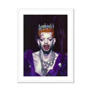Louis - Club Kid Vampire Art Print, Dramatic Portrait Gothic-style Makeup Crown Vampire Fangs Ornate
