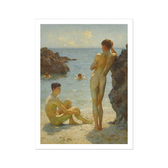 Lovers of the Sun - Henry Scott Tuke Fine Art Print / Canvas, Henry Scott Tuke, Tuke Fine Art, Cornish Coast
