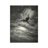 Lucifer Descends Upon Earth - Gustave Dore Art Print / Canvas Dark Winged Figure Clouds Illuminated Rays Light Surrounded Gustave Dore Art,
