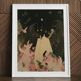 Lucius cute devil child art print framed in white
