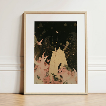 Lucius - Cute Devil Child Art Print / Canvas, 12x16’’ / 31x41cm / Natural Frame / Matboard, Posters Prints & Visual Artwork, Toby Leon