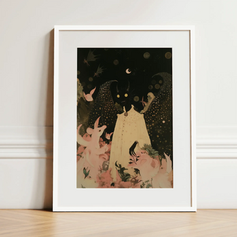 Lucius - Cute Devil Child Art Print / Canvas, 12x16’’ / 31x41cm / White Frame / Matboard, Posters Prints & Visual Artwork, Toby Leon