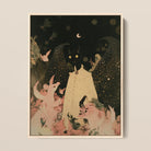 Lucius - Cute Devil Child Framed Canvas, 12x16’’ / 31x41cm / Natural Floating Frame, Framed Artistic Painting Mysterious Horned Creature