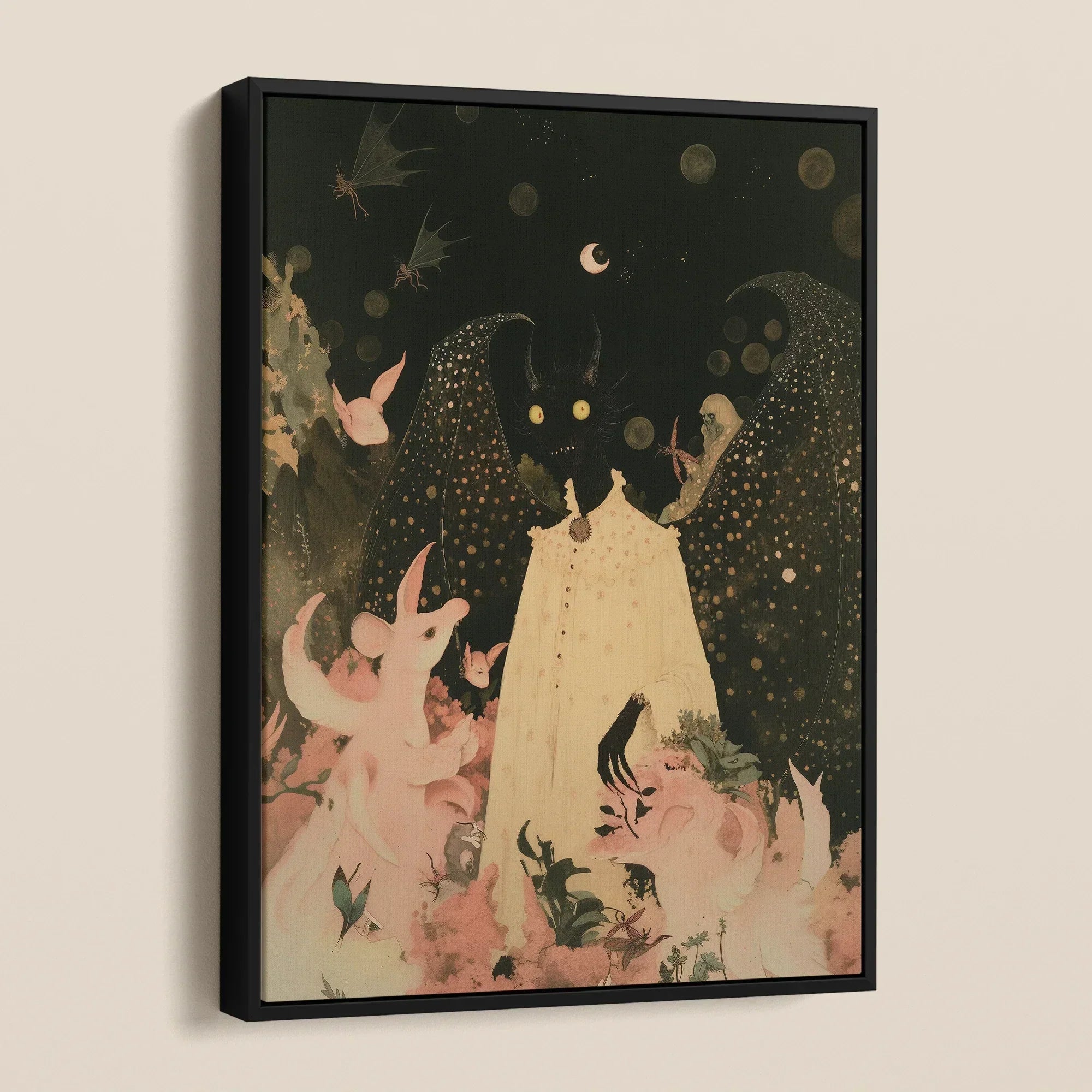 Lucius - Cute Devil Child Framed Canvas, Framed Dark Fantasy Art Print