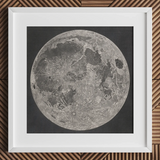 Lunar Planisphere - John Russell Fine Art Print, 12x12’’ / 31x31cm / White Frame / 2’’ Matboard, Framed White-bordered Print Moon