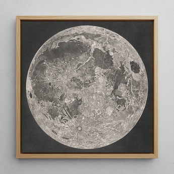 Lunar Planisphere - Tirage d'art John Russell / Toile, 12x12’’ / 31x31cm / Cadre naturel, Posters Prints & Visual Artwork, Toby Leon