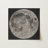Lunar Planisphere - John Russell Fine Art Print / Canvas Detailed Grayscale Moon Mounted Black Impact Basins Mapped, Russell’s