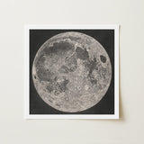 Lunar Planisphere - John Russell Fine Art Print / Canvas Detailed Black-and-white Moon Framed Simple White Border Impact Basins Mapped,
