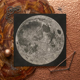 Lunar Planisphere - John Russell Fine Art Print / Canvas Detailed Grayscale Moon Black Surrounded Steampunk-inspired Impact Basins Mapped,