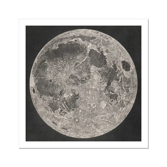 Lunar Planisphere - John Russell Fine Art Print / Canvas Highly Detailed Textured Grayscale Depiction Moon’s Surface Numerous Impact Basins