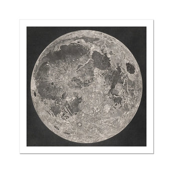 Lunar Planisphere - John Russell Fine Art Print, Highly Detailed Textured Grayscale Depiction Moon’s Surface Numerous