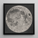 Lunar Planisphere - John Russell Framed Canvas, 12x12’’ / 31x31cm / Black Floating Frame, Framed Detailed Depiction Moon’s Surface