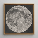 Lunar Planisphere - John Russell Framed Canvas, 12x12’’ / 31x31cm / Natural Floating Frame, Framed Artwork Detailed Textured Moon Dark