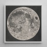 Lunar Planisphere - John Russell Framed Canvas, 12x12’’ / 31x31cm / White Floating Frame, Framed Monochrome Print Moon’s Surface