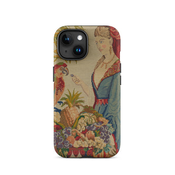 Lunch Break - Berlin Wool Work Iphone Case 15 / Matte Tapestry-patterned Phone Case Berlin Wool Work, Half Overripe Indulgence, Myth, Oracle