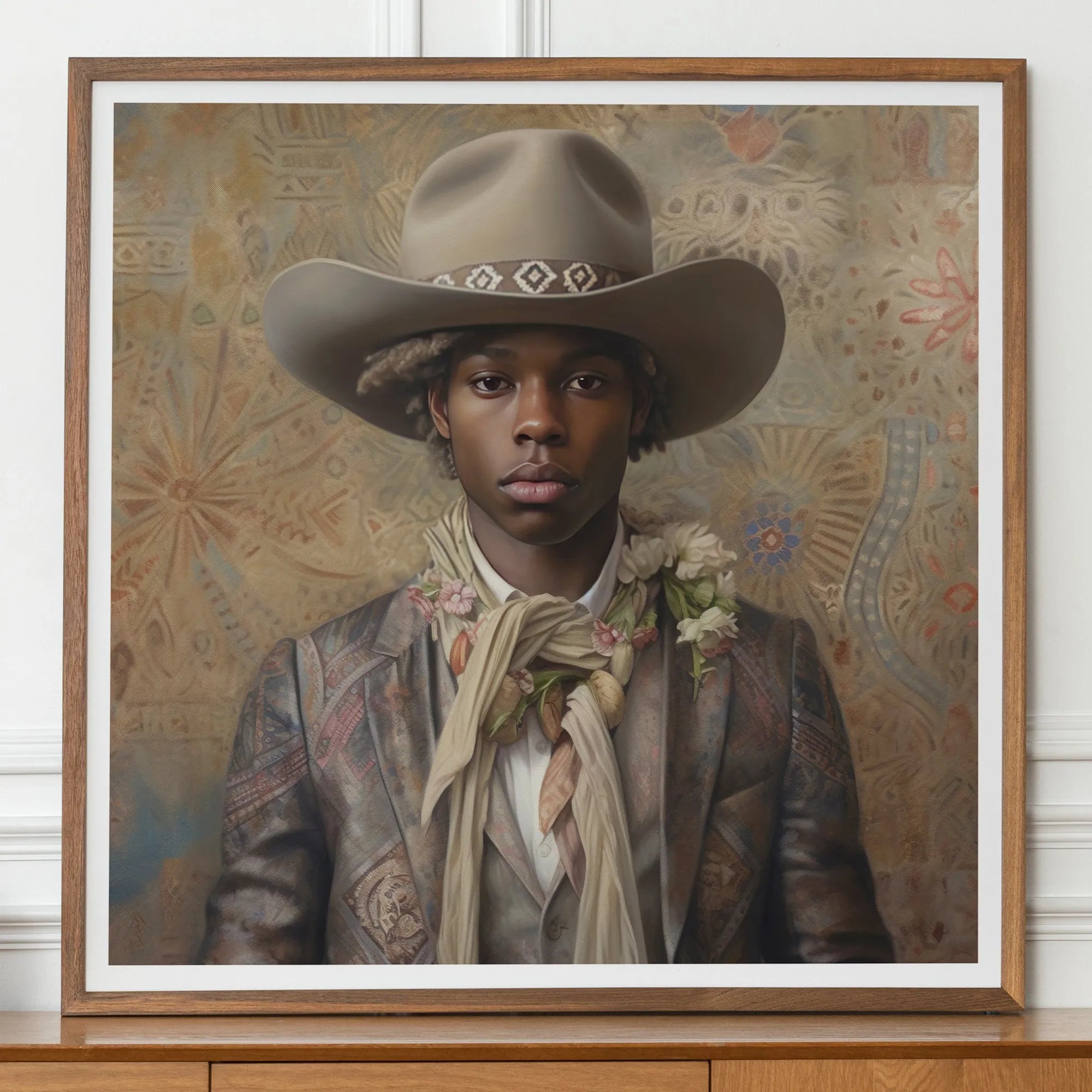 Lysander - Gay Black Cowboy Art - Afroamerican Queerart Dandy - 30’x30’ - Posters Prints & Visual Artwork