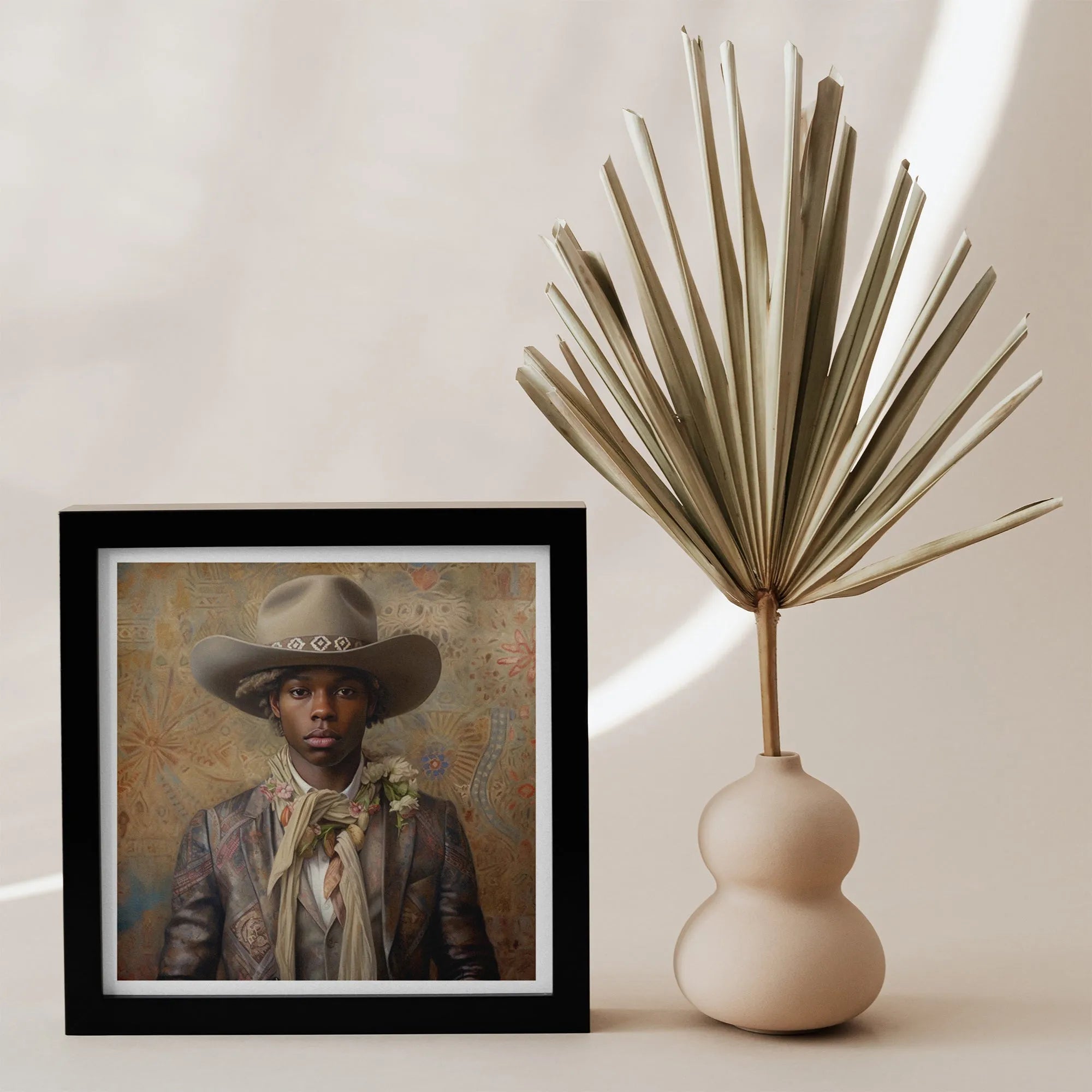 Lysander - Gay Black Cowboy Art - Afroamerican Queerart Dandy - 12’x12’ - Posters Prints & Visual Artwork