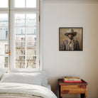 Lysander - Gay Black Cowboy Dandy Framed Canvas, Framed Portrait Person Cowboy Hat Light-colored Shirt