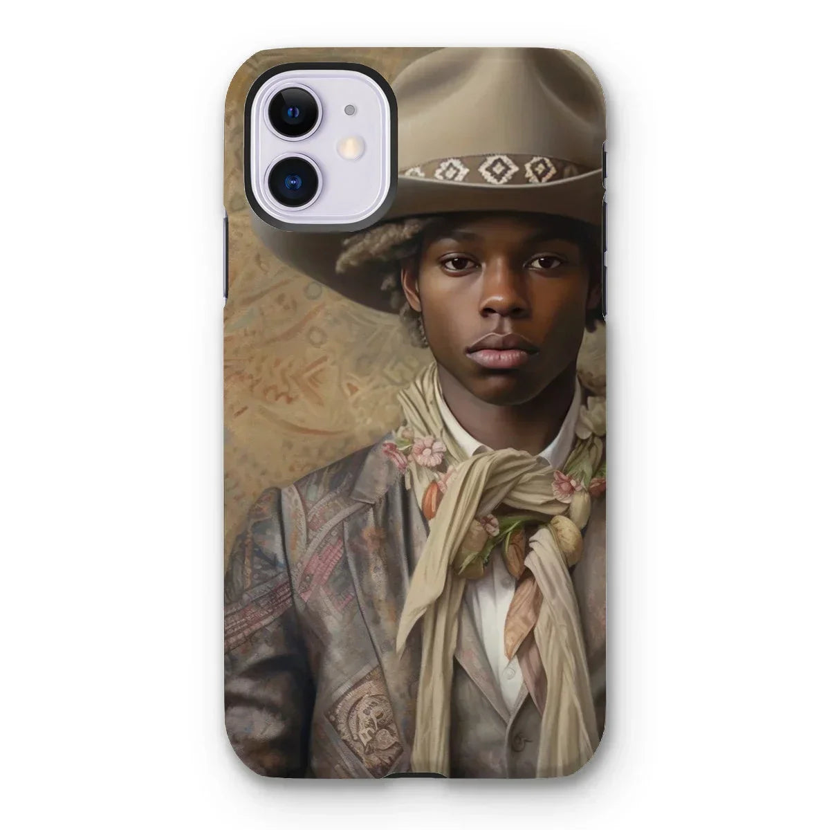 Lysander - Gay Black Cowboy Iphone Case, 11 / Matte, Phone Case Portrait Young Person Western-style Attire Cowboy