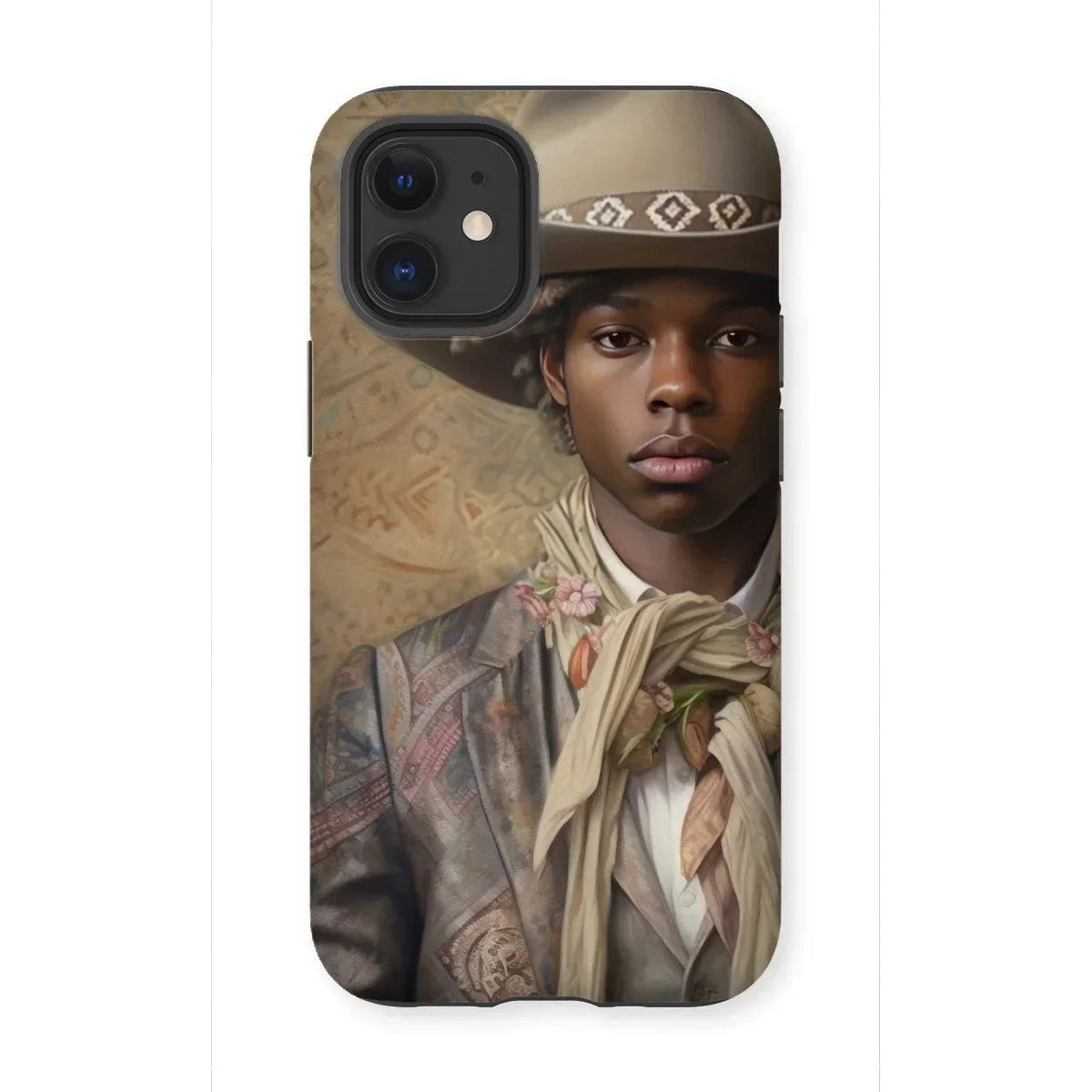 Lysander - Gay Black Cowboy Iphone Case, 12 Mini / Matte, Phone Case Portrait Young Man Western-style Attire Cowboy