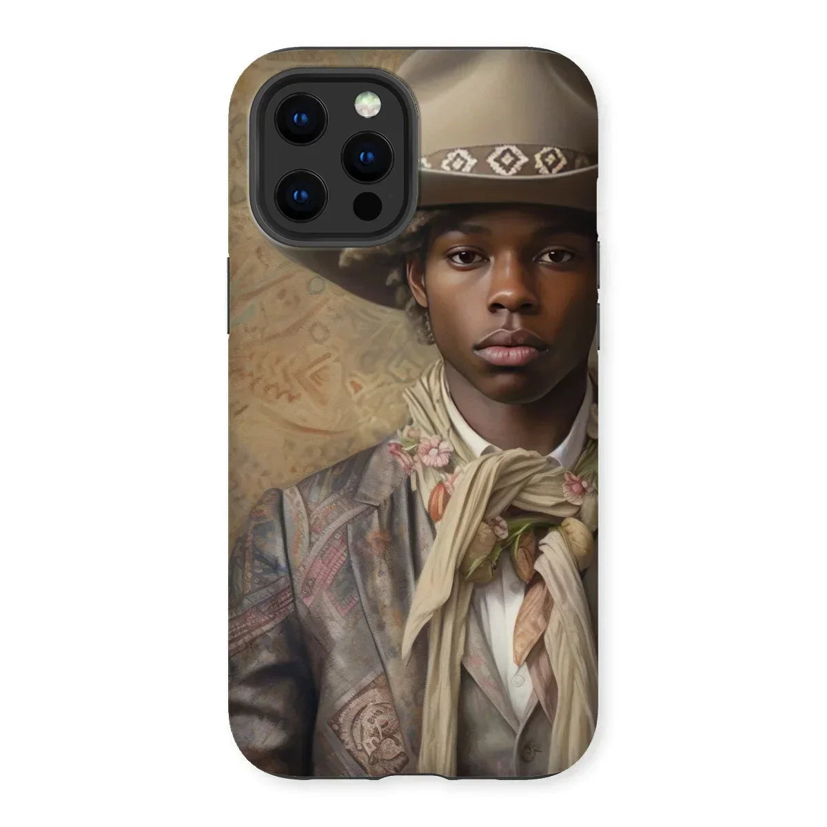 Lysander - Gay Black Cowboy Iphone Case, 12 Pro Max / Matte, Phone Case Portrait Young Man Western-style Attire Cowboy
