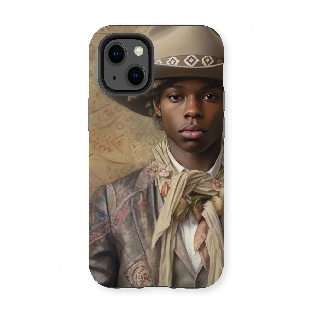 Lysander - Gay Black Cowboy Iphone Case, 13 Mini / Matte, Phone Case Portrait Young Man Western-style Attire Cowboy