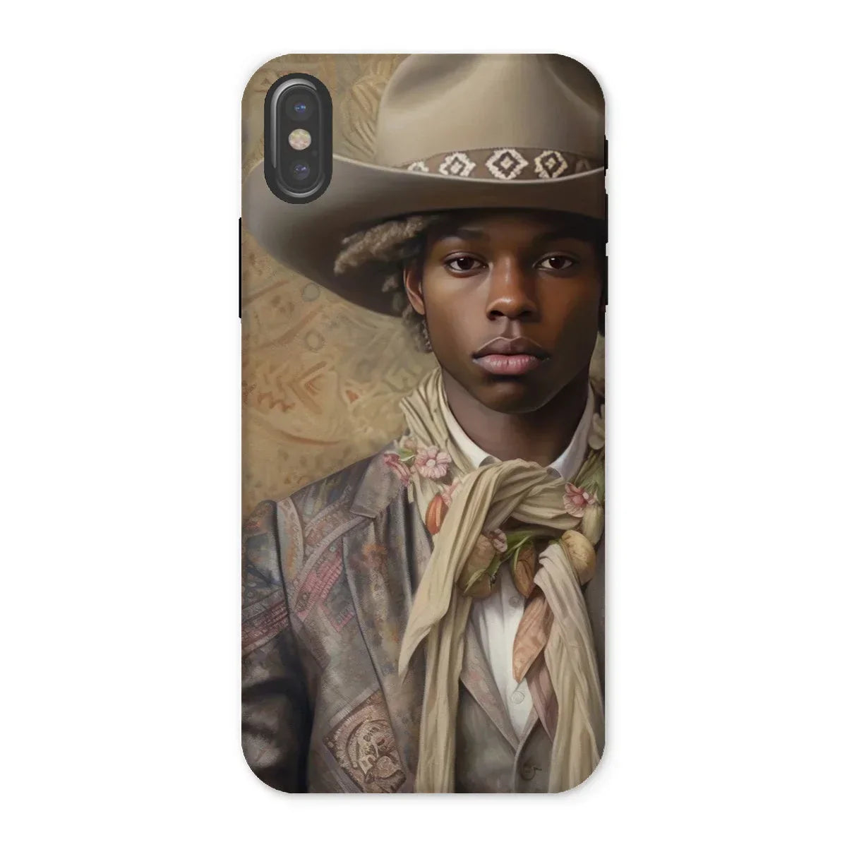 Lysander - Gay Black Cowboy Iphone Case, x / Matte, Phone Case Portrait Person Cowboy Hat Ornate Western-style