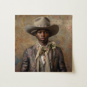 Lysander - Gay Black Dandy Cowboy Art Print / Canvas, 12x12’’ / 31x31cm / Unframed / no Border, Posters Prints & Visual Artwork, Toby Leon