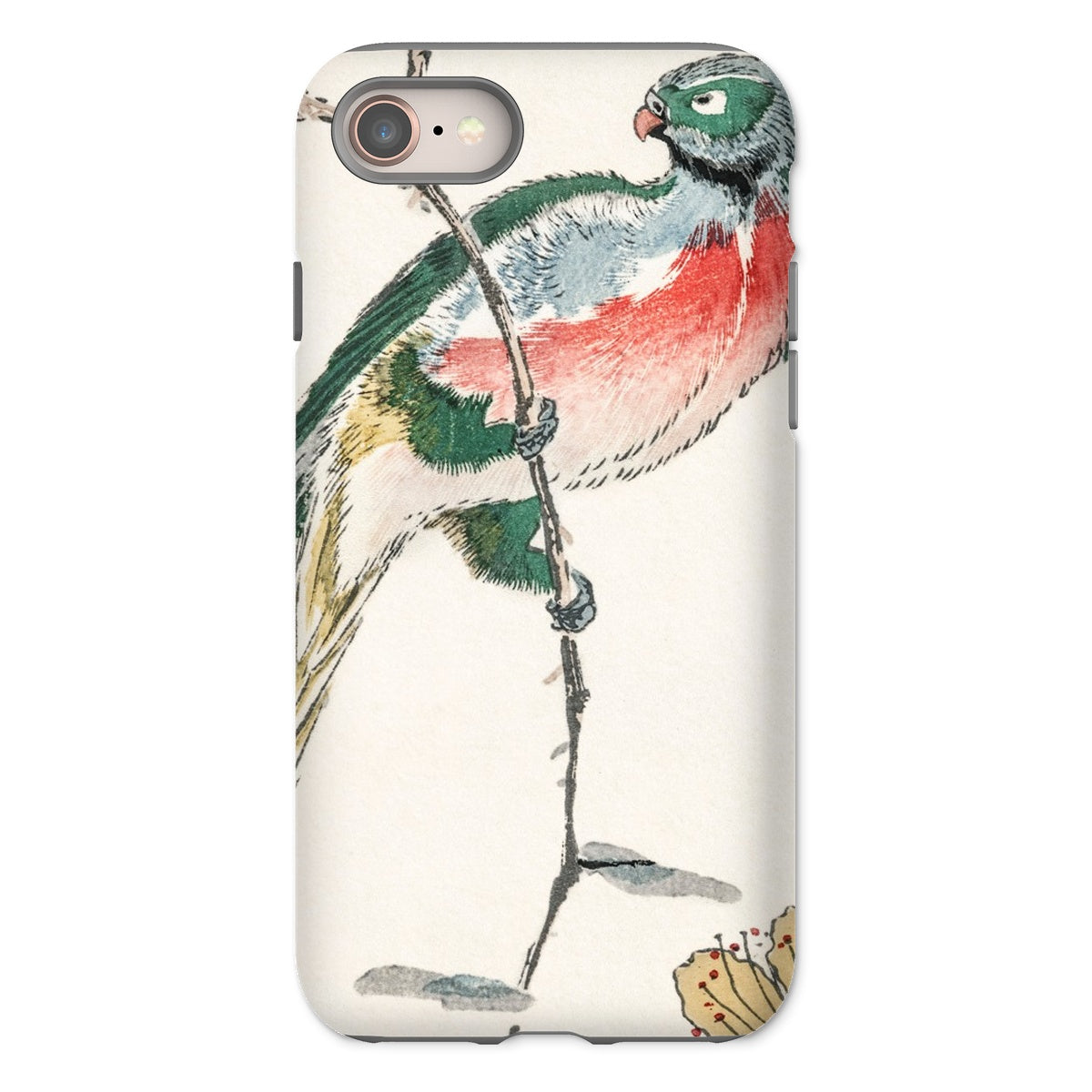 Macaw Numata Kashu Meiji Bird Art Iphone Case, 8 / Matte, Phone Case Colorful Bird Perched Branch Watercolor Style Illustration