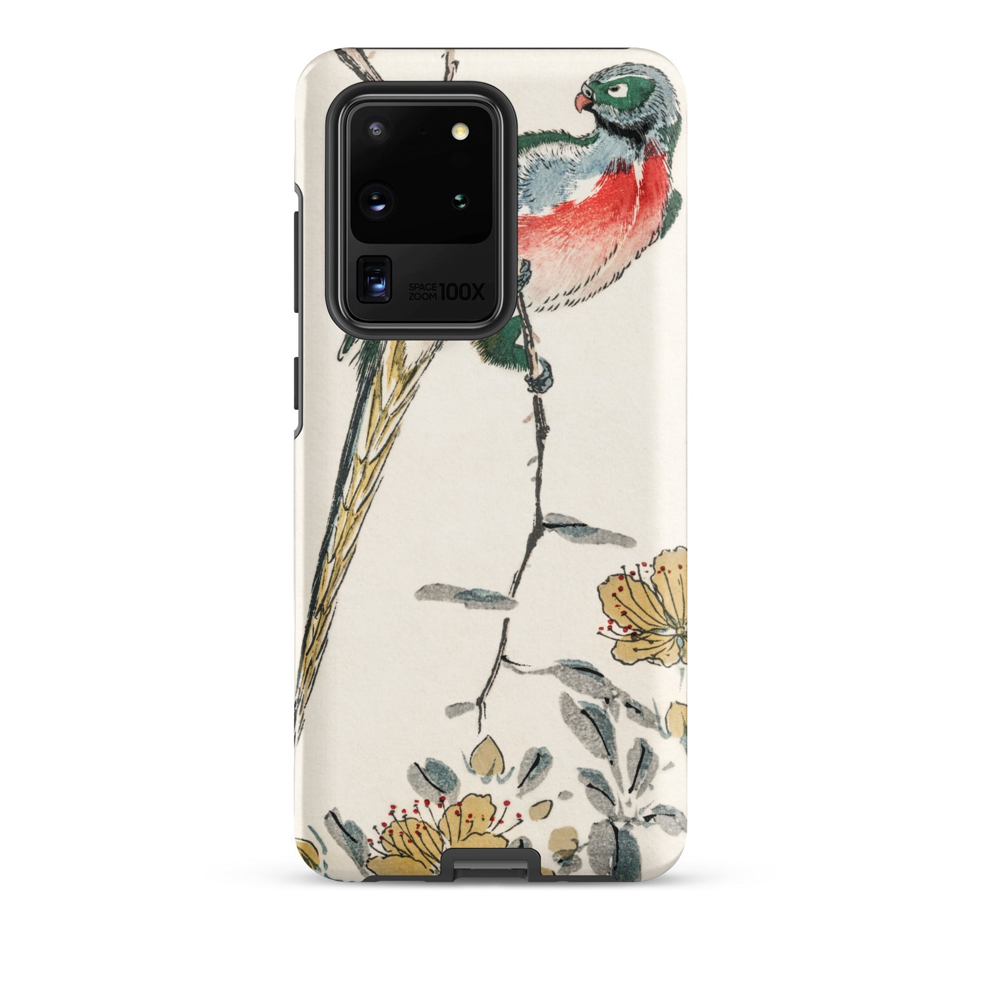 Macaw Numata Kashu Meiji Bird Art Samsung Case, Galaxy S20 Ultra / Matte, White Smartphone Case Colorful Bird Floral Design