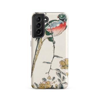 Macaw - Numata Kashu Meiji Bird Art Samsung Case, Galaxy S21 / Matte, White Phone Case Colorful Bird Floral Design