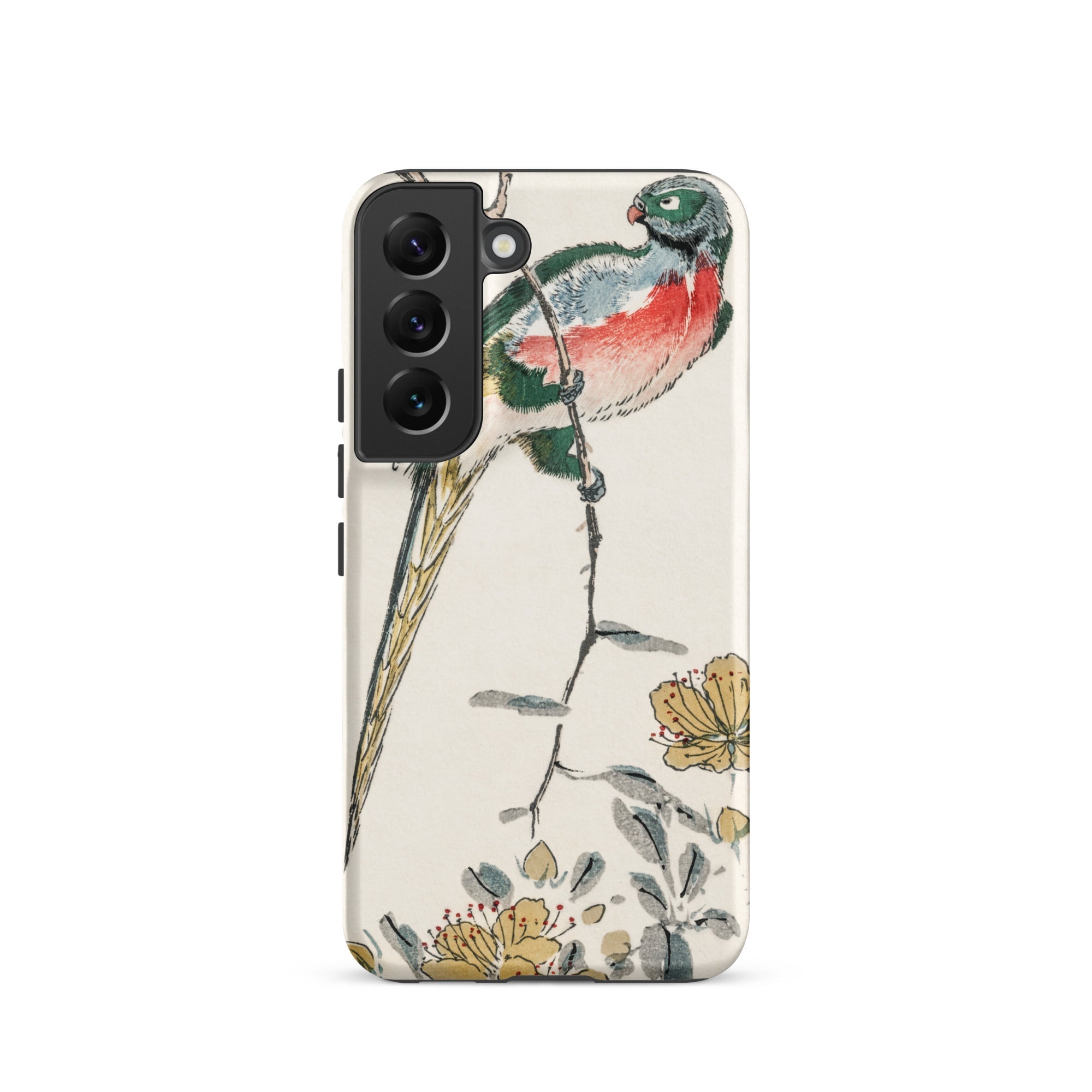 Macaw Numata Kashu Meiji Bird Art Samsung Case, Galaxy S22 / Matte, White Smartphone Case Colorful Bird Floral Design