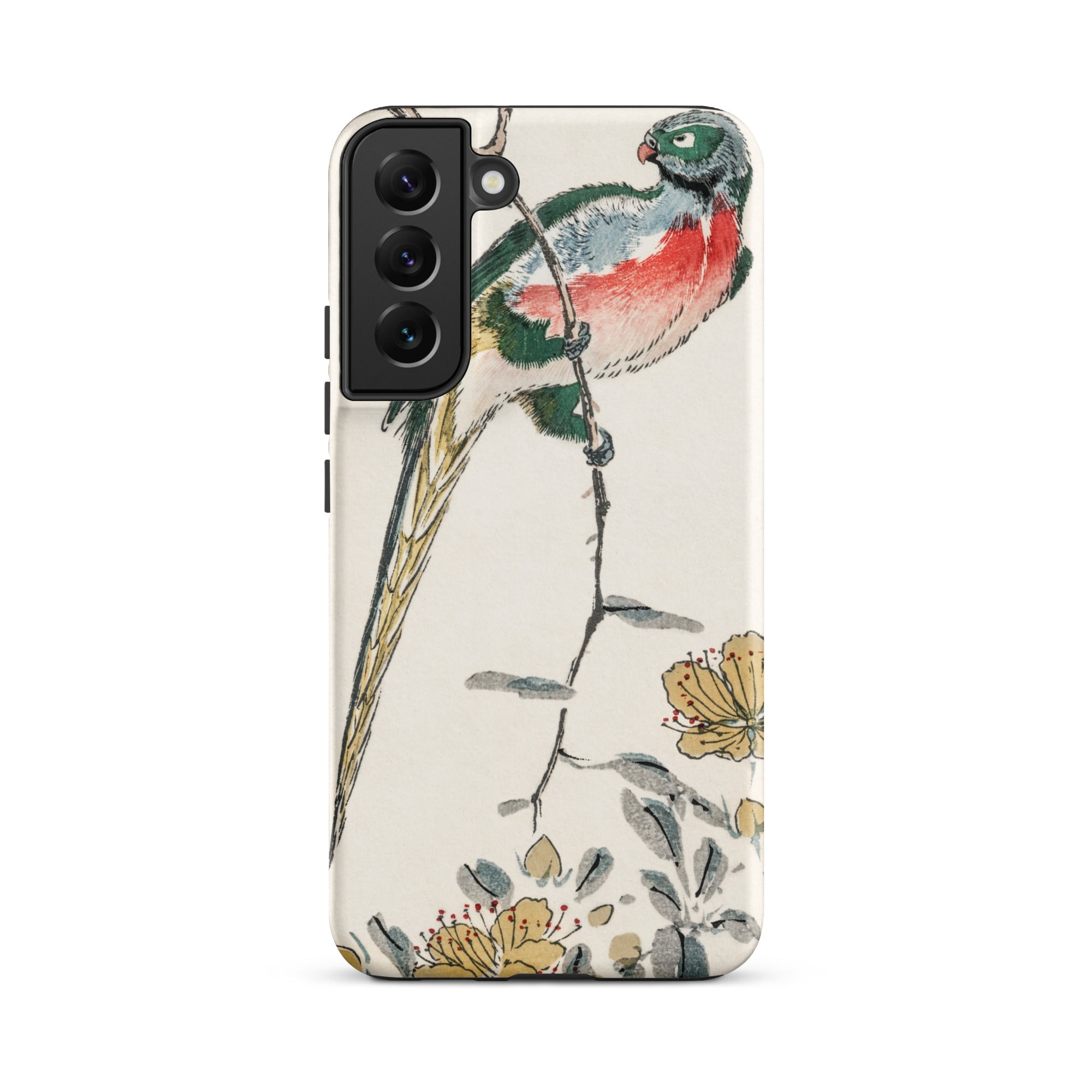 Macaw Numata Kashu Meiji Bird Art Samsung Case, Galaxy S22 Plus / Matte, Smartphone Case Colorful Bird Floral Design