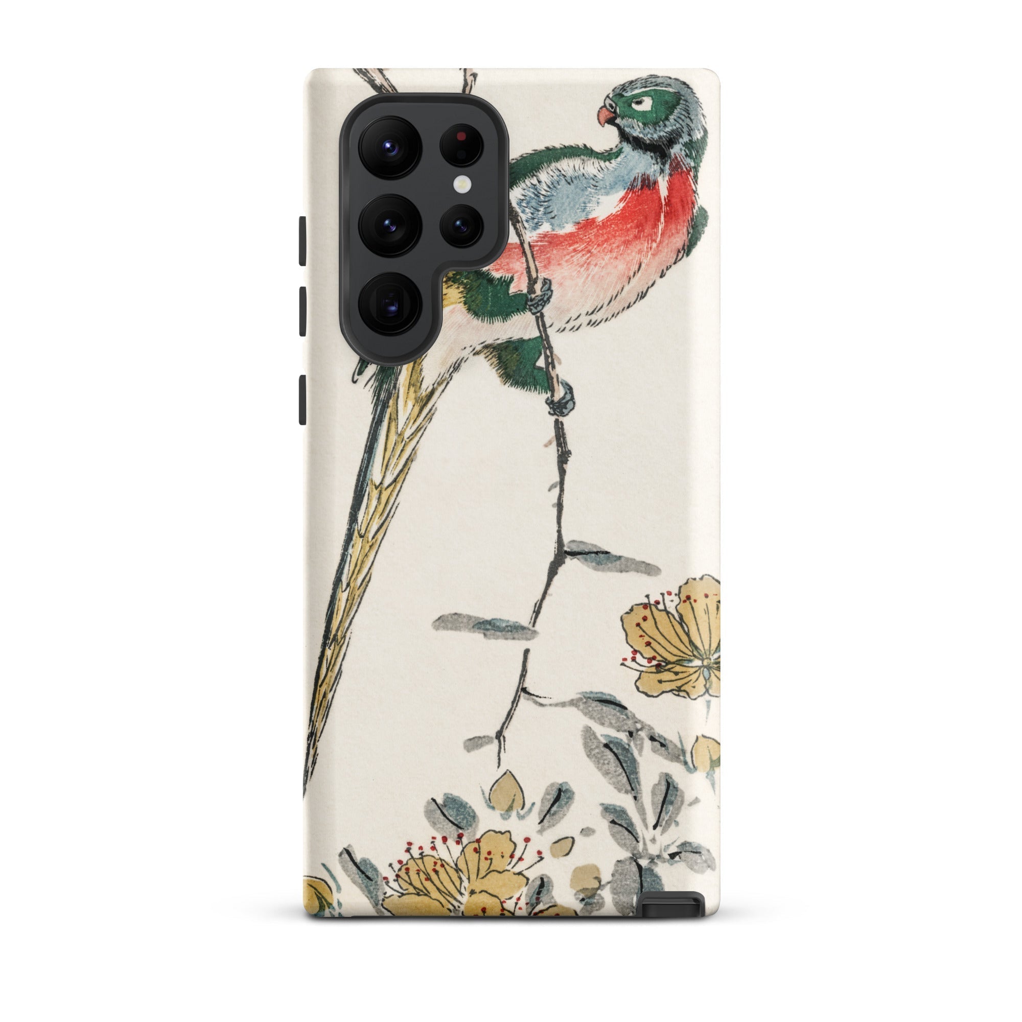 Macaw Numata Kashu Meiji Bird Art Samsung Case, Galaxy S22 Ultra / Matte, White Phone Case Colorful Bird Floral Design