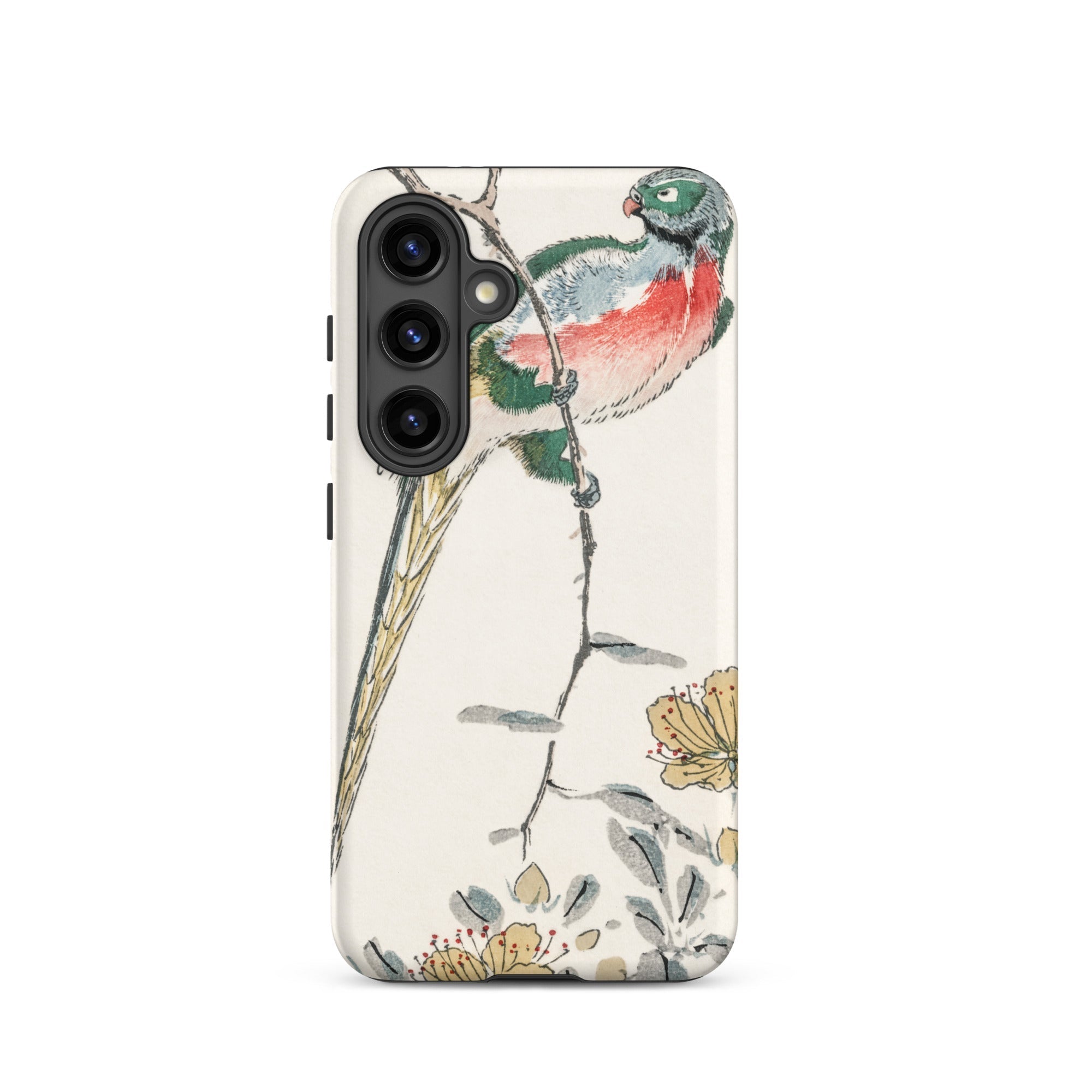 Macaw Numata Kashu Meiji Bird Art Samsung Case, Galaxy S24 / Matte, White Phone Case Colorful Bird Floral Design