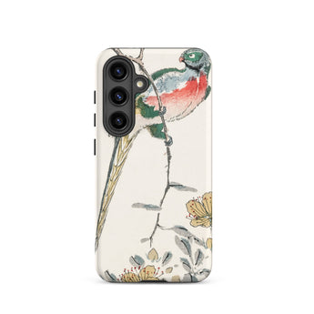 Macaw - Numata Kashu Meiji Bird Art Samsung Case, Galaxy S24 / Matte, White Phone Case Colorful Bird Floral Design