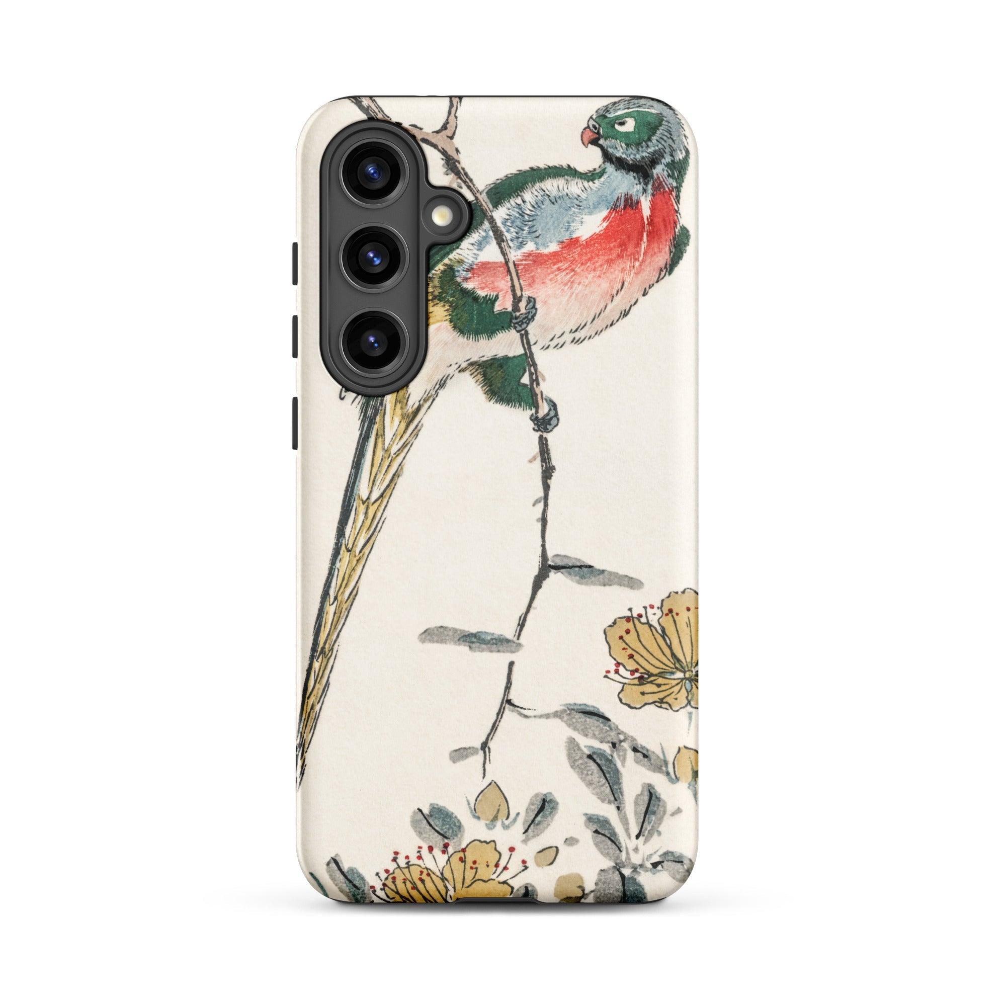 Macaw Numata Kashu Meiji Bird Art Samsung Case, Galaxy S24 Plus / Matte, Smartphone Case Colorful Bird Floral Design