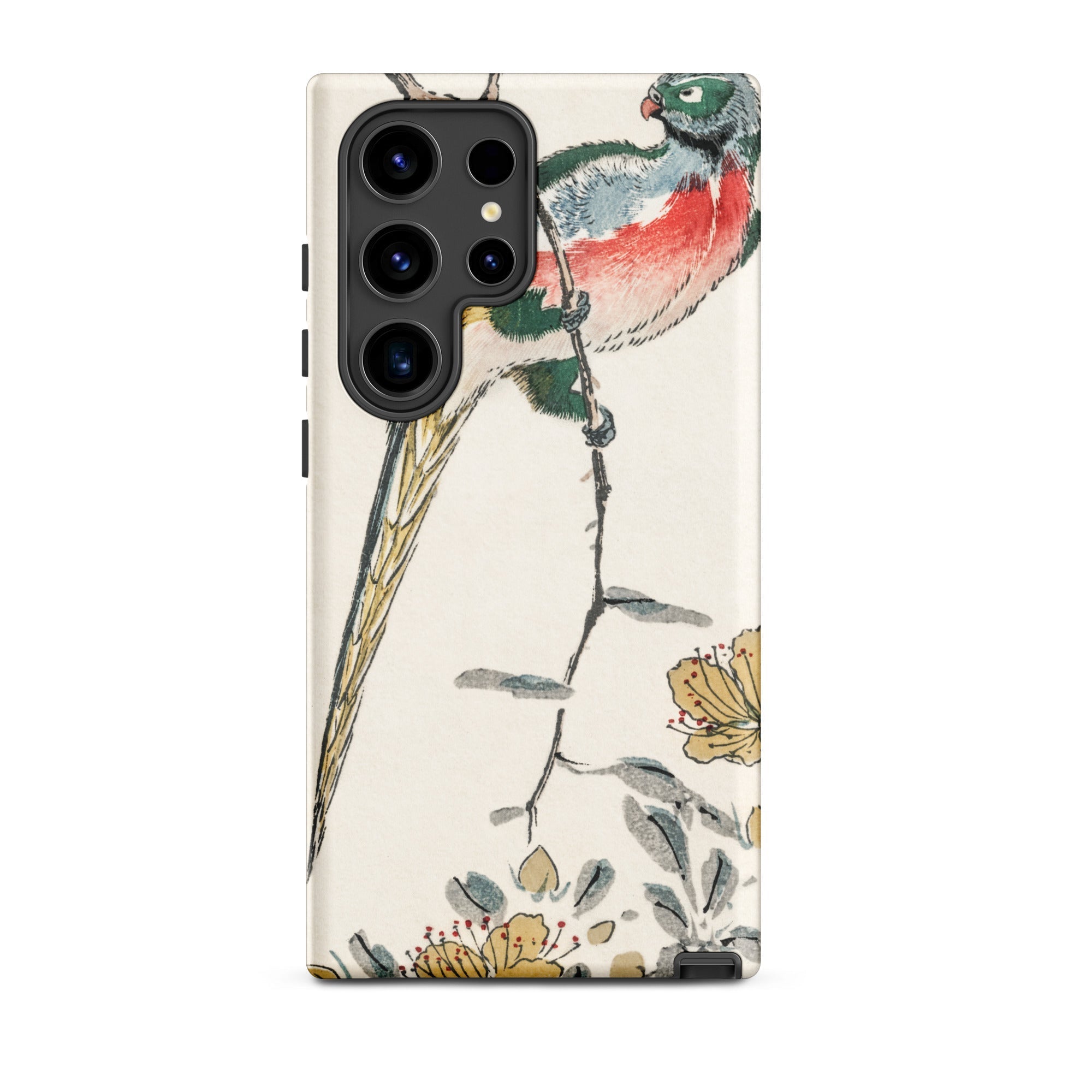 Macaw Numata Kashu Meiji Bird Art Samsung Case, Galaxy S24 Ultra / Matte, White Smartphone Case Green Red Pink Bird Branch