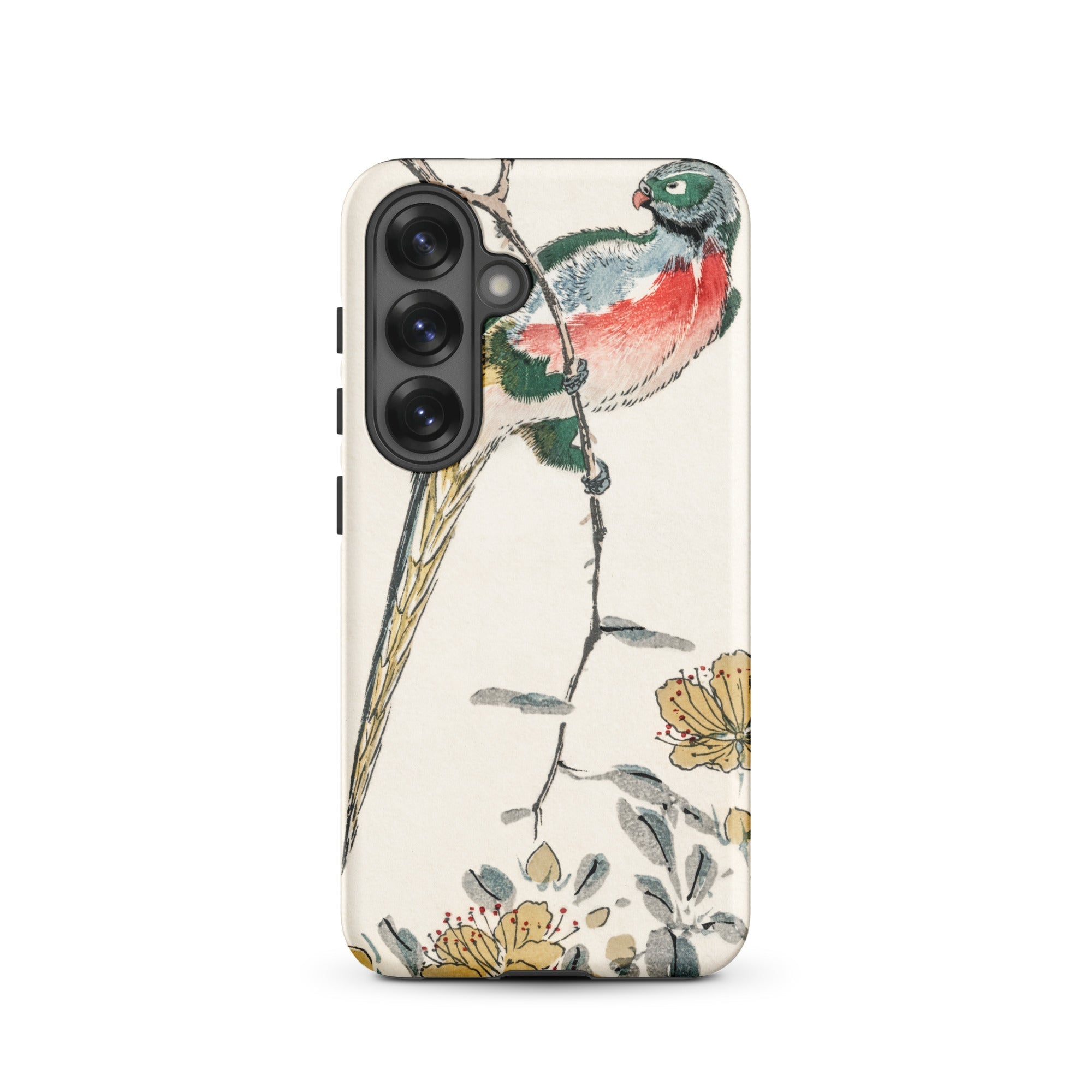 Macaw Numata Kashu Meiji Bird Art Samsung Case, Galaxy S25 / Matte, White Phone Case Colorful Bird Floral Design