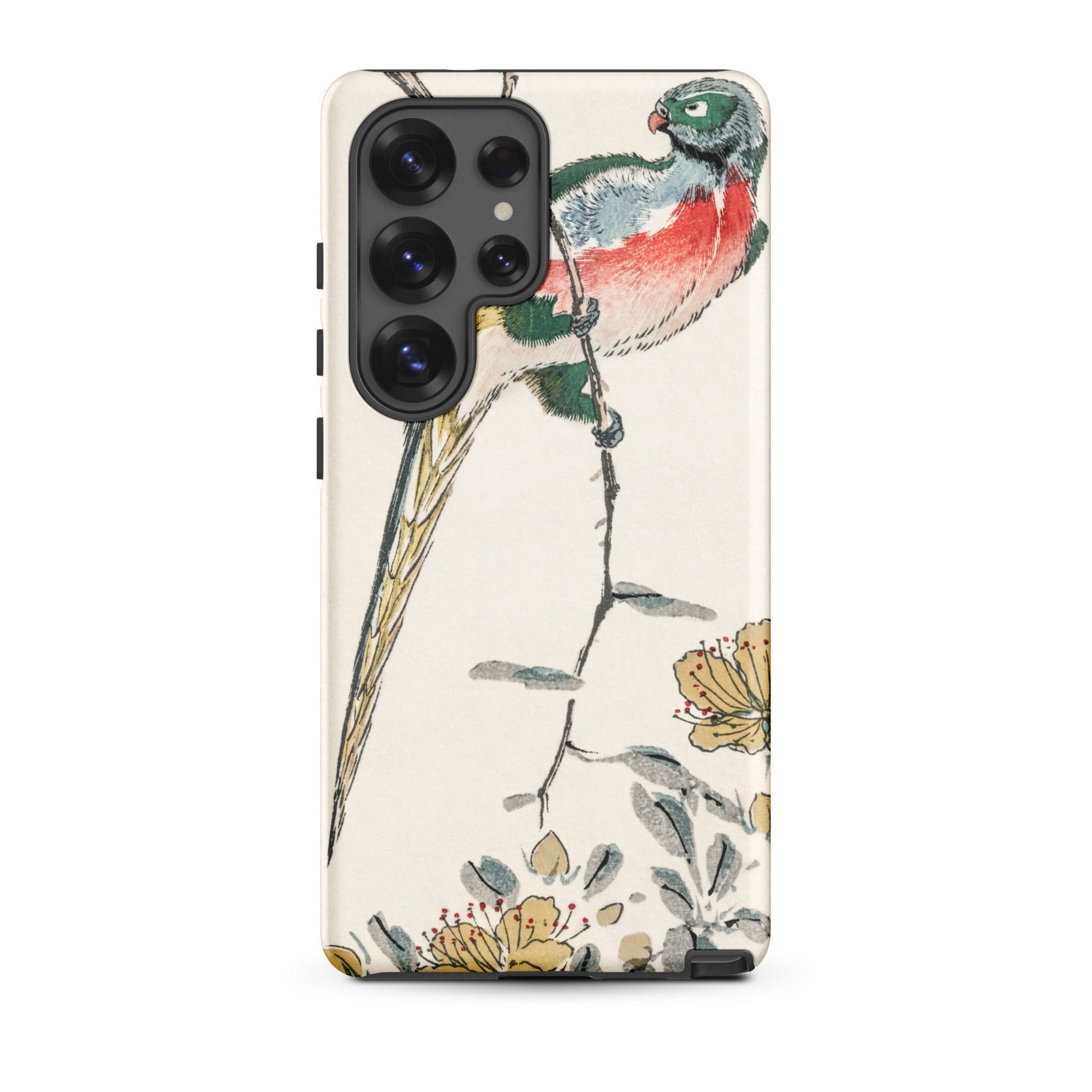 Macaw Numata Kashu Meiji Bird Art Samsung Case, Galaxy S25 Ultra / Matte, White Phone Case Colorful Bird Floral Design
