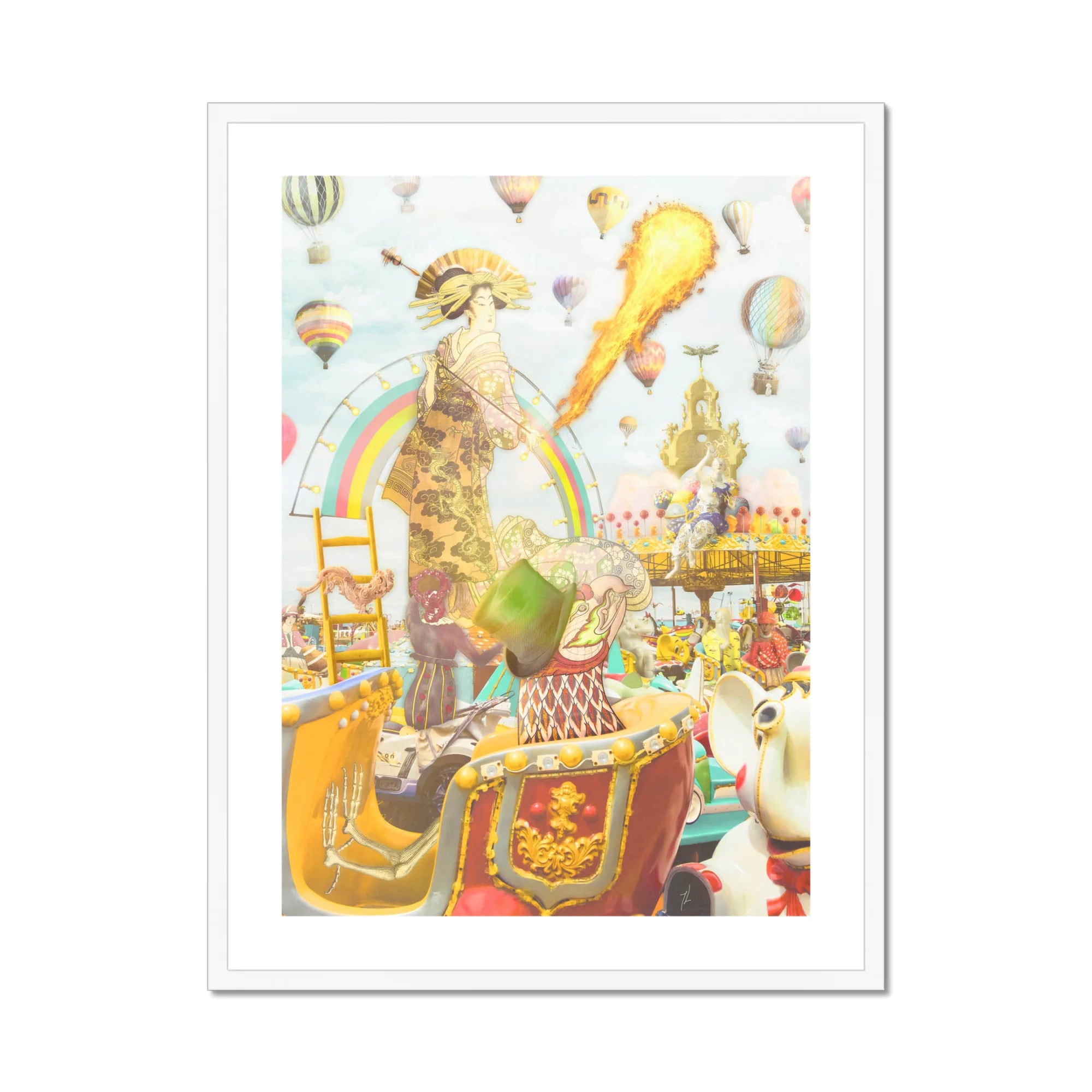 Madame Firefly - Surreal Pop Art Geisha Print, Whimsical Fantasy Art Print