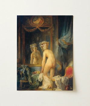 Antique-style Framed Painting Nude Woman Ornate Gilded Mirror Jean Frederic Schall, Morning Toilette, Madame’s, Paints, Art
