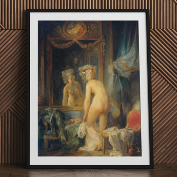 Madame’s Morning Toilette - Jean Frederic Schall Art Print / Canvas Black-framed Art Print Classical Painting Nude Woman Ornate Jean