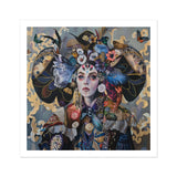 The Magician Surreal Tarot Card Art Print, Elaborately Adorned Woman Ornate Headdress Birds Flowers Decorative